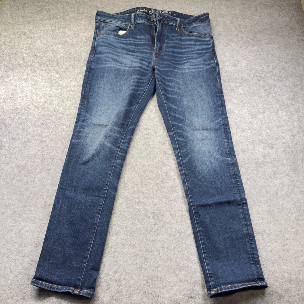 American Eagle Jeans Mens 36x32 Blue Excellent Airflex+ Slim Straight Denim
